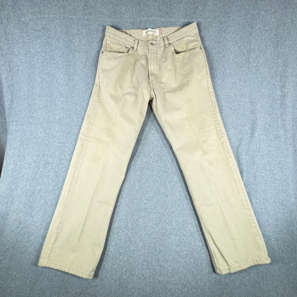 Vintage Levi's 505 Jeans 36x29 Khaki Tan Straight Leg Denim Regular‎ Y2K